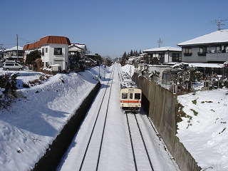 関東鉄道常総線の雪景色